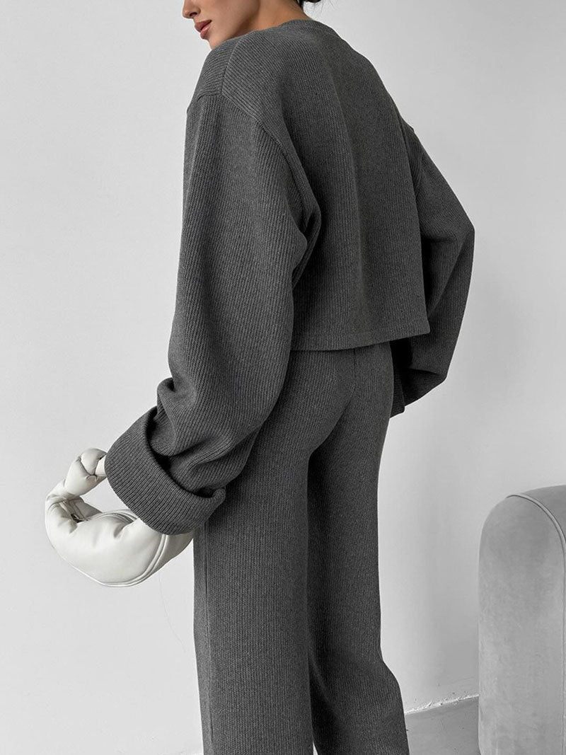 Zippered Jacket & Pants Casual Set