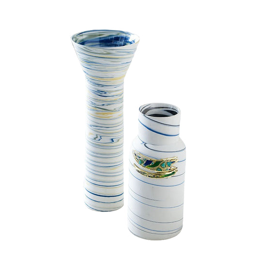 Decorative Vase Set with Swirled Lines