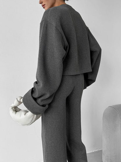 Zippered Jacket & Pants Casual Set