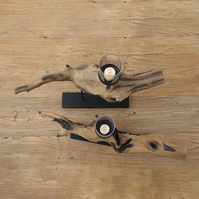 Candle Holder with Raised Glass Container