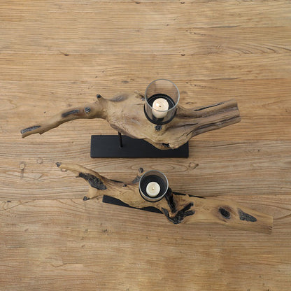 Candle Holder with Raised Glass Container