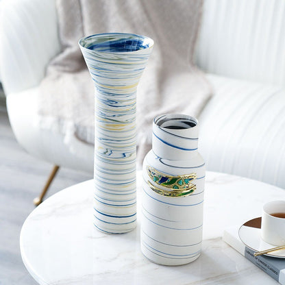 Decorative Vase Set with Swirled Lines