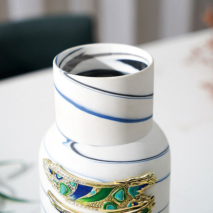 Decorative Vase Set with Swirled Lines