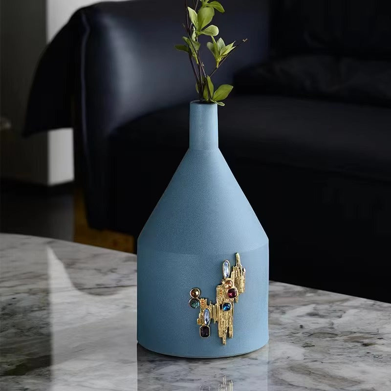 Decorative Vase with Metallic Embellishment