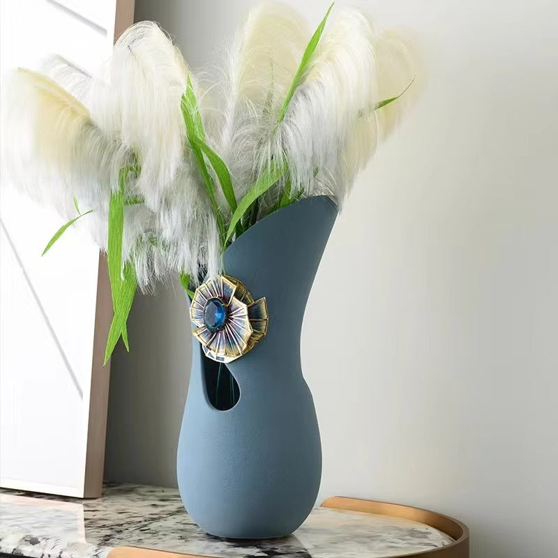Decorative Vase with Metallic Embellishment