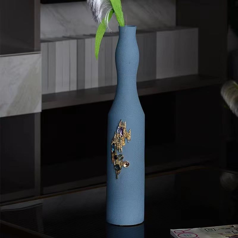 Decorative Vase with Metallic Embellishment