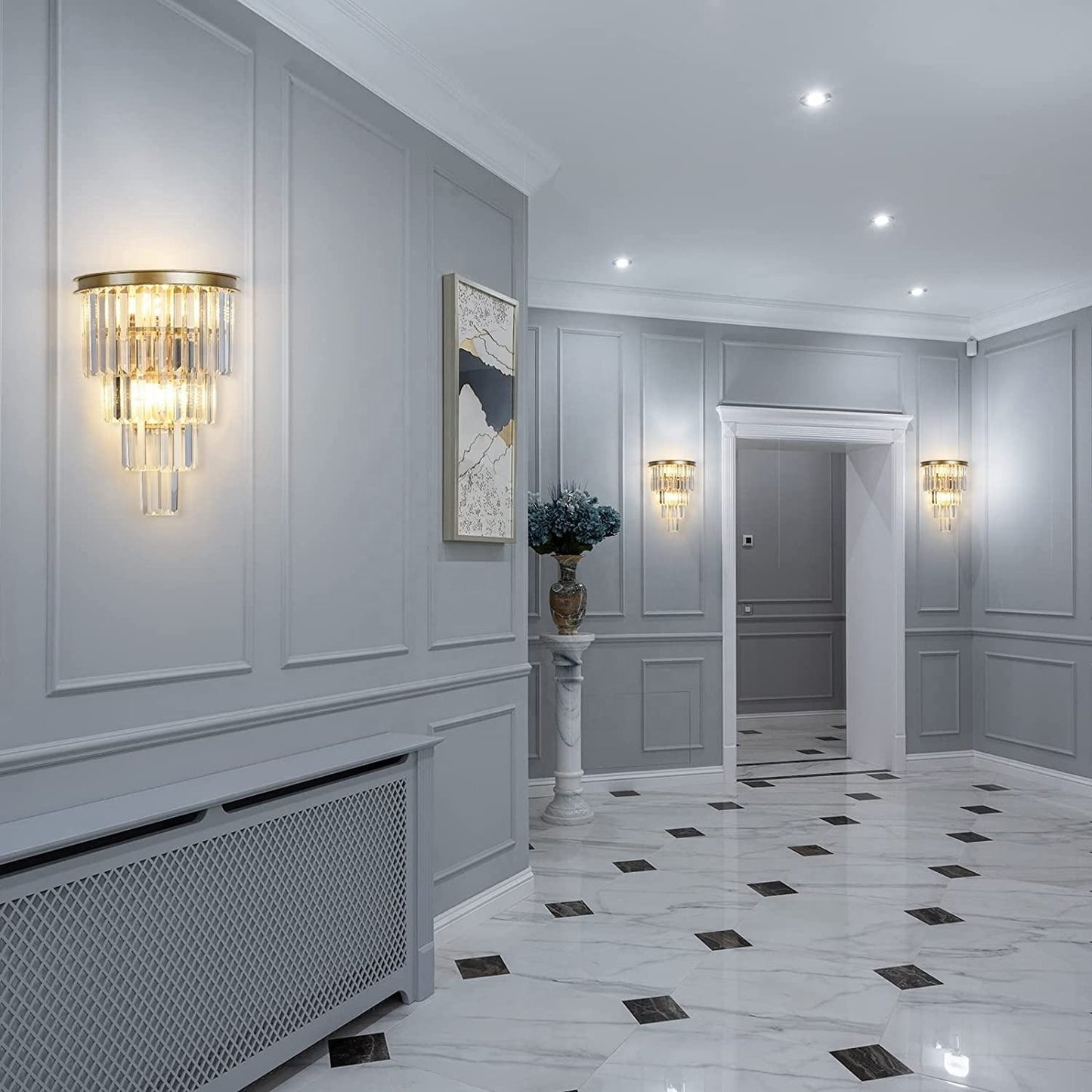 Wall-Mounted Light with Layered Crystals