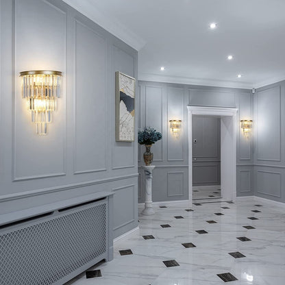 Wall-Mounted Light with Layered Crystals